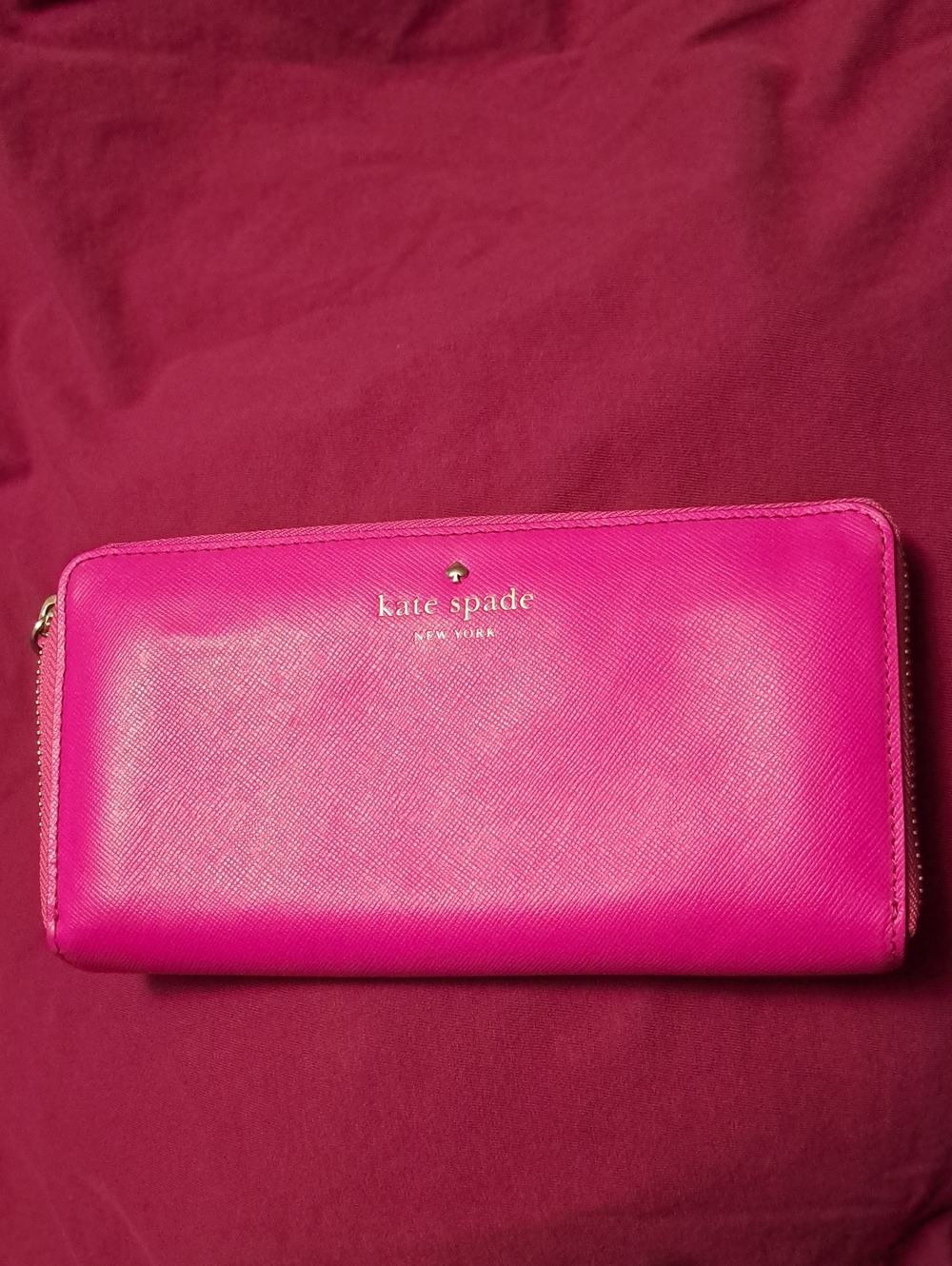 Kate Spade Hot Pink Zip-Around Leather Wallet
